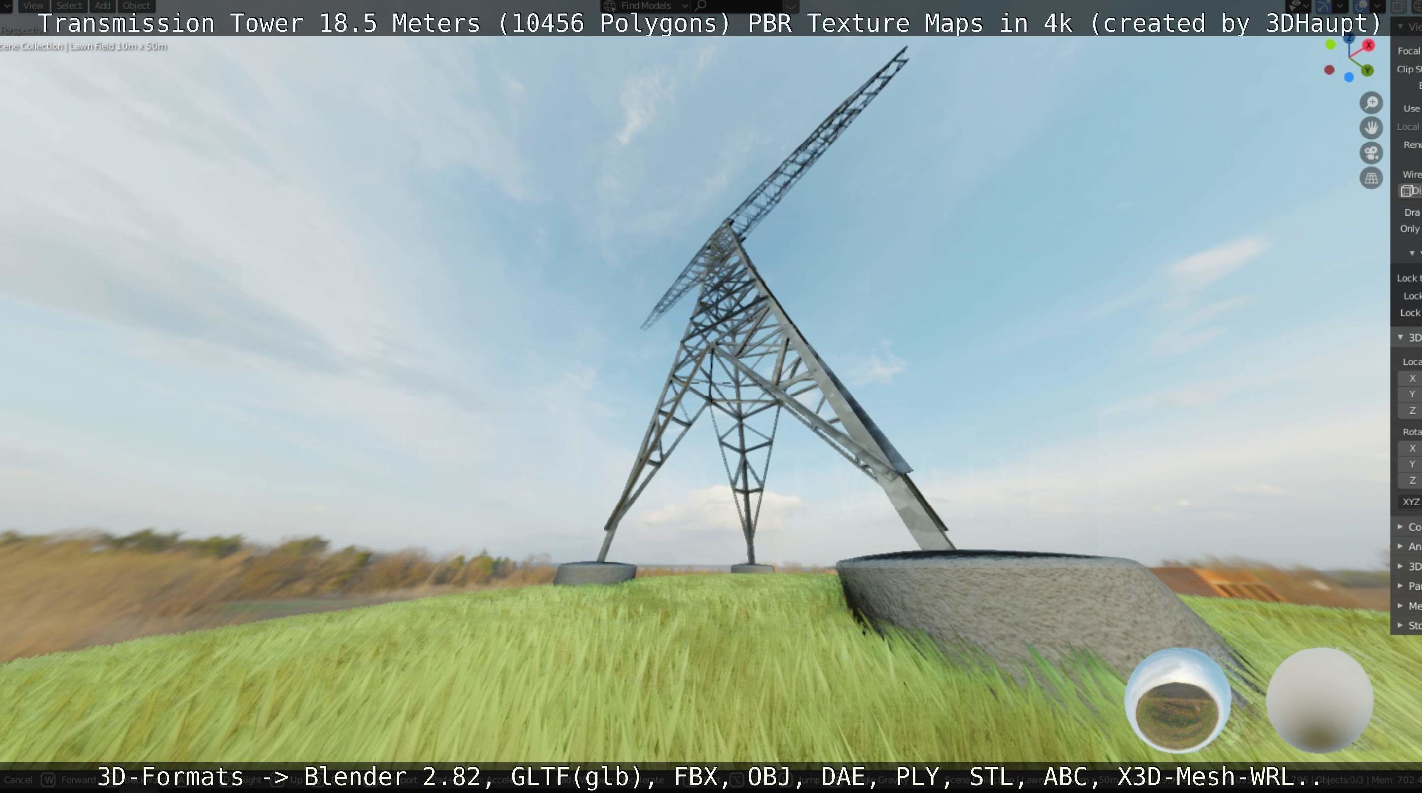 Transmission Tower 18 Meters  Low-poly 3D model_75