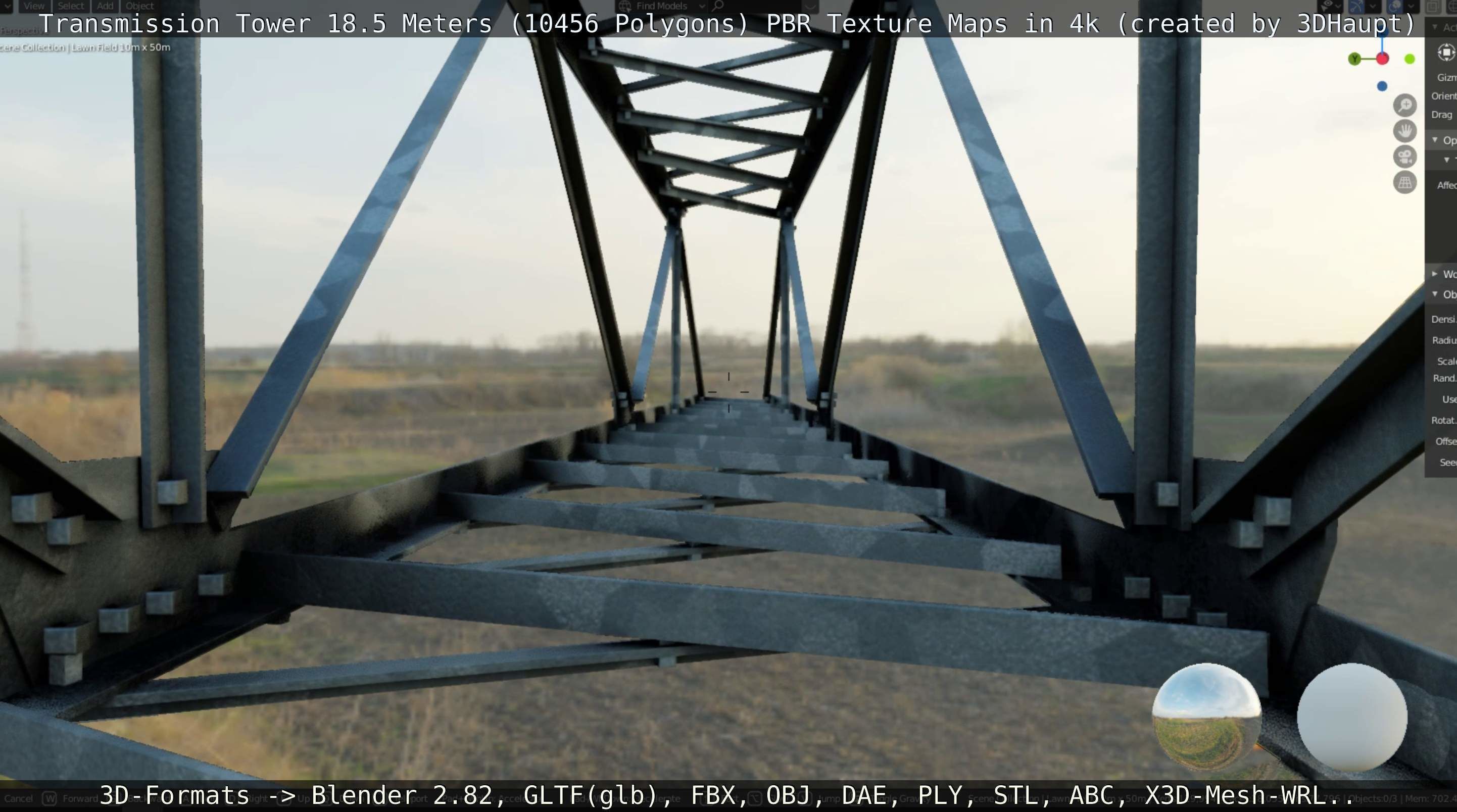 Transmission Tower 18 Meters  Low-poly 3D model_33