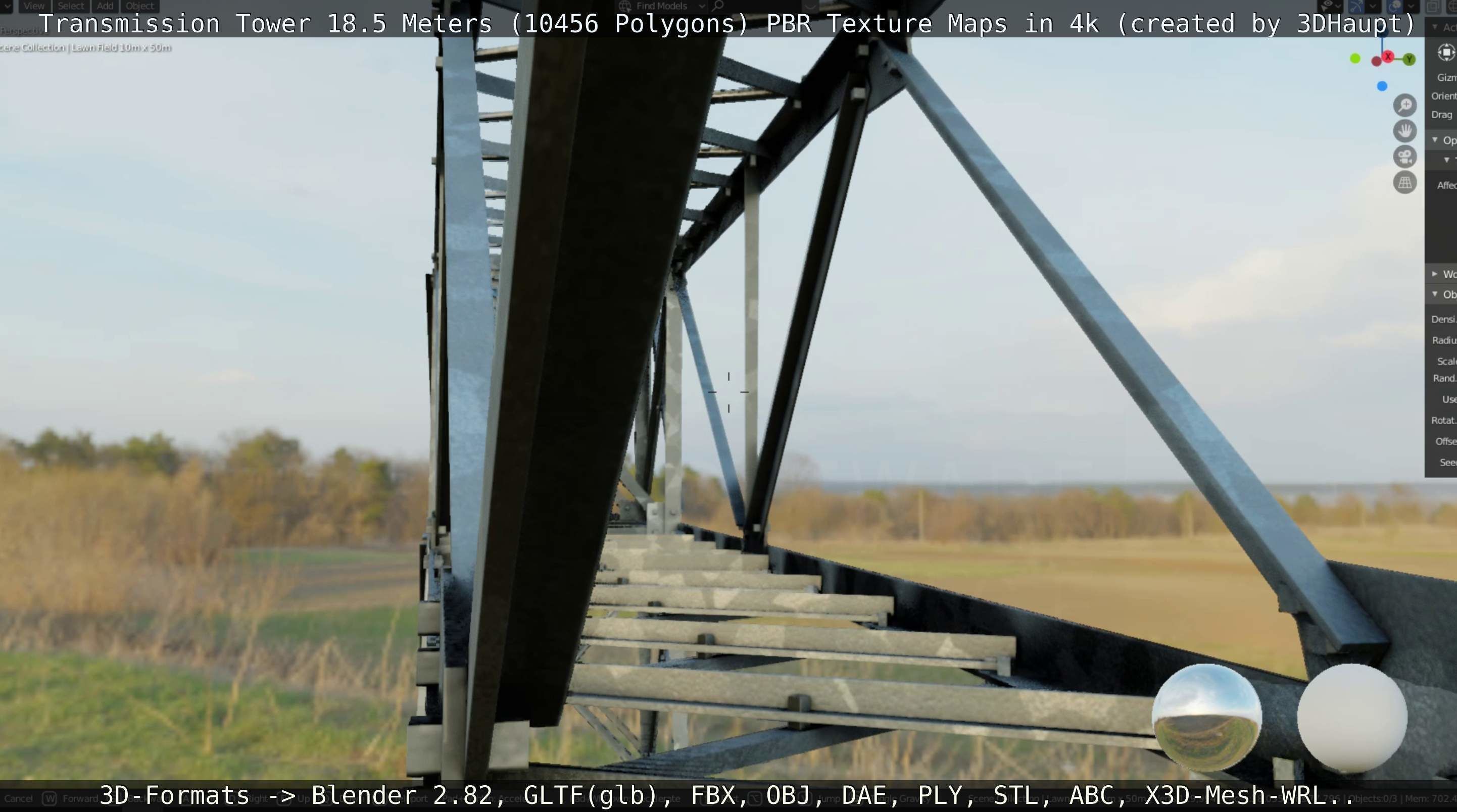 Transmission Tower 18 Meters  Low-poly 3D model_36