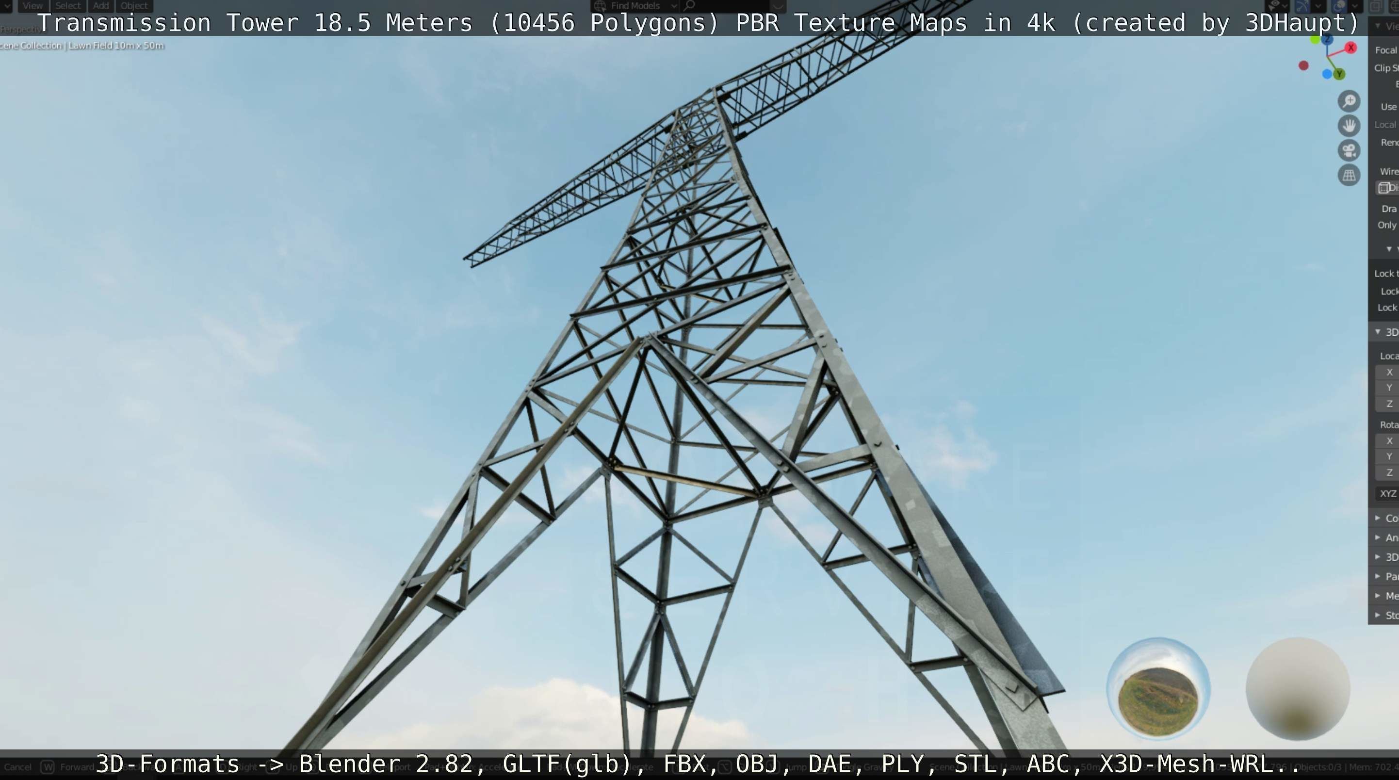 Transmission Tower 18 Meters  Low-poly 3D model_16