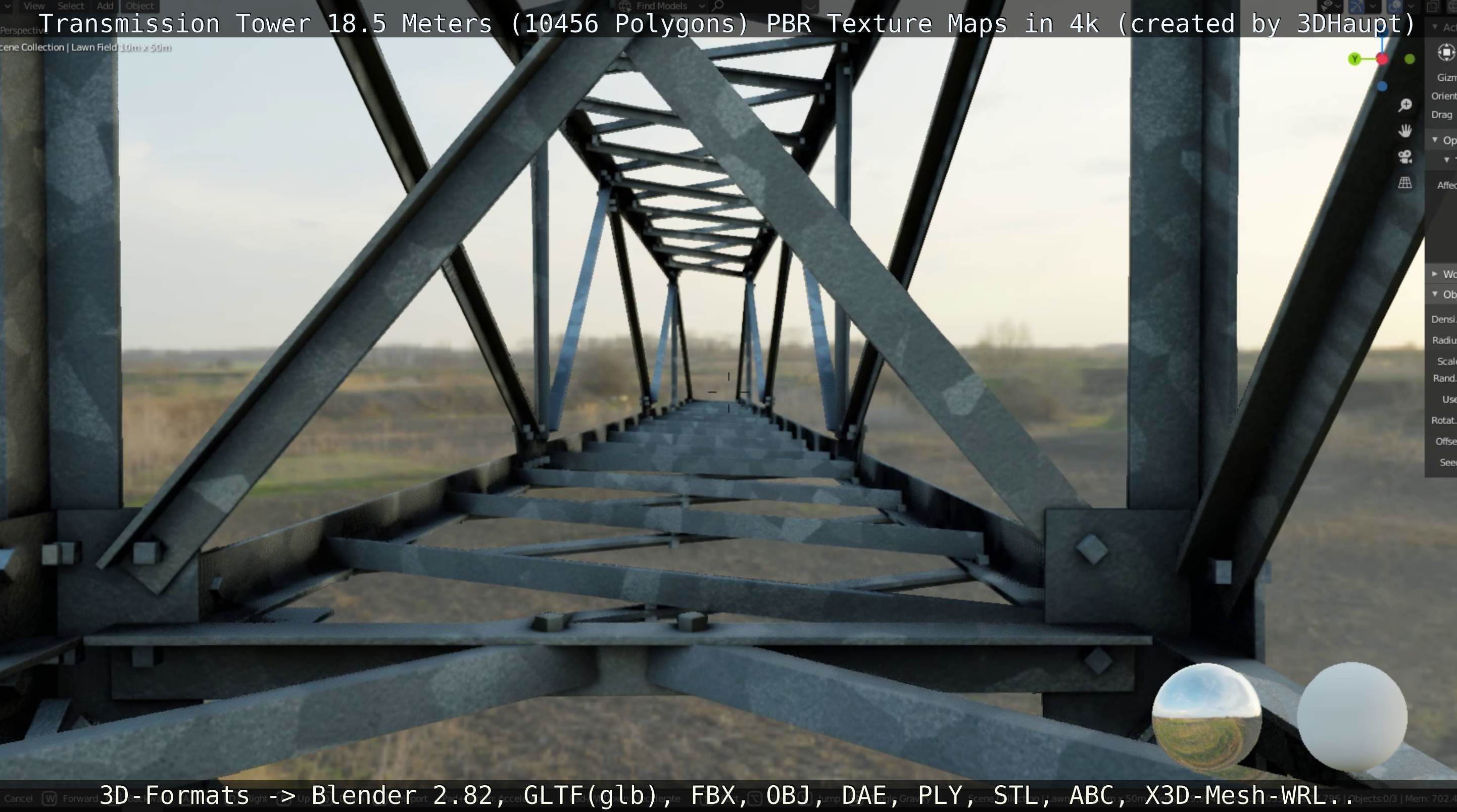 Transmission Tower 18 Meters  Low-poly 3D model_30