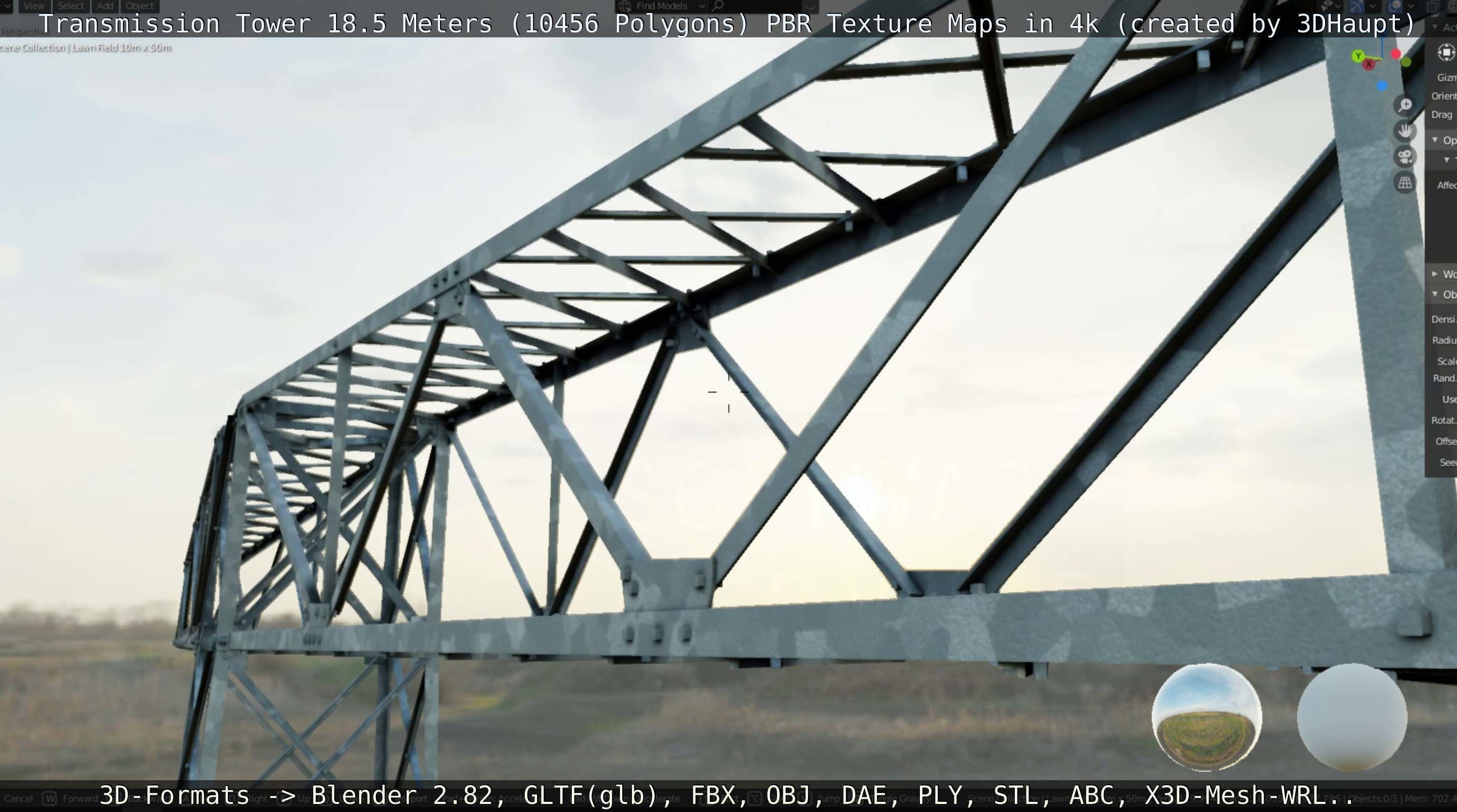 Transmission Tower 18 Meters  Low-poly 3D model_10