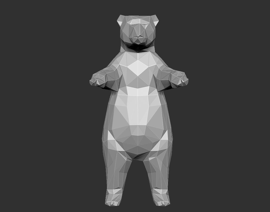 Bear Grizzly low Polygon 3D print model_5