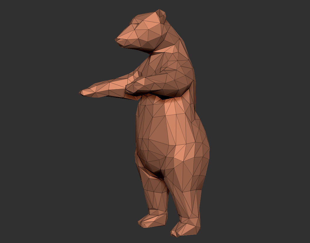Bear Grizzly low Polygon 3D print model_1