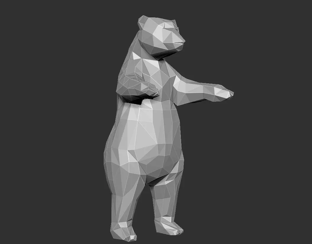 Bear Grizzly low Polygon 3D print model_0