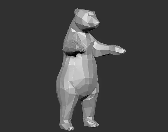 Bear Grizzly low Polygon 3D print model