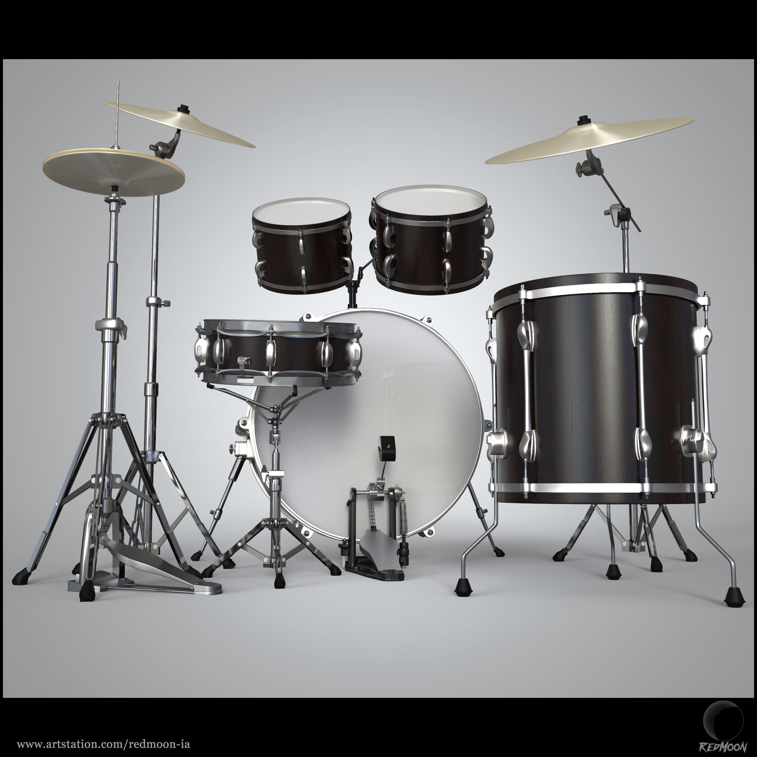 Drums Set guitar pedal 3D model_2