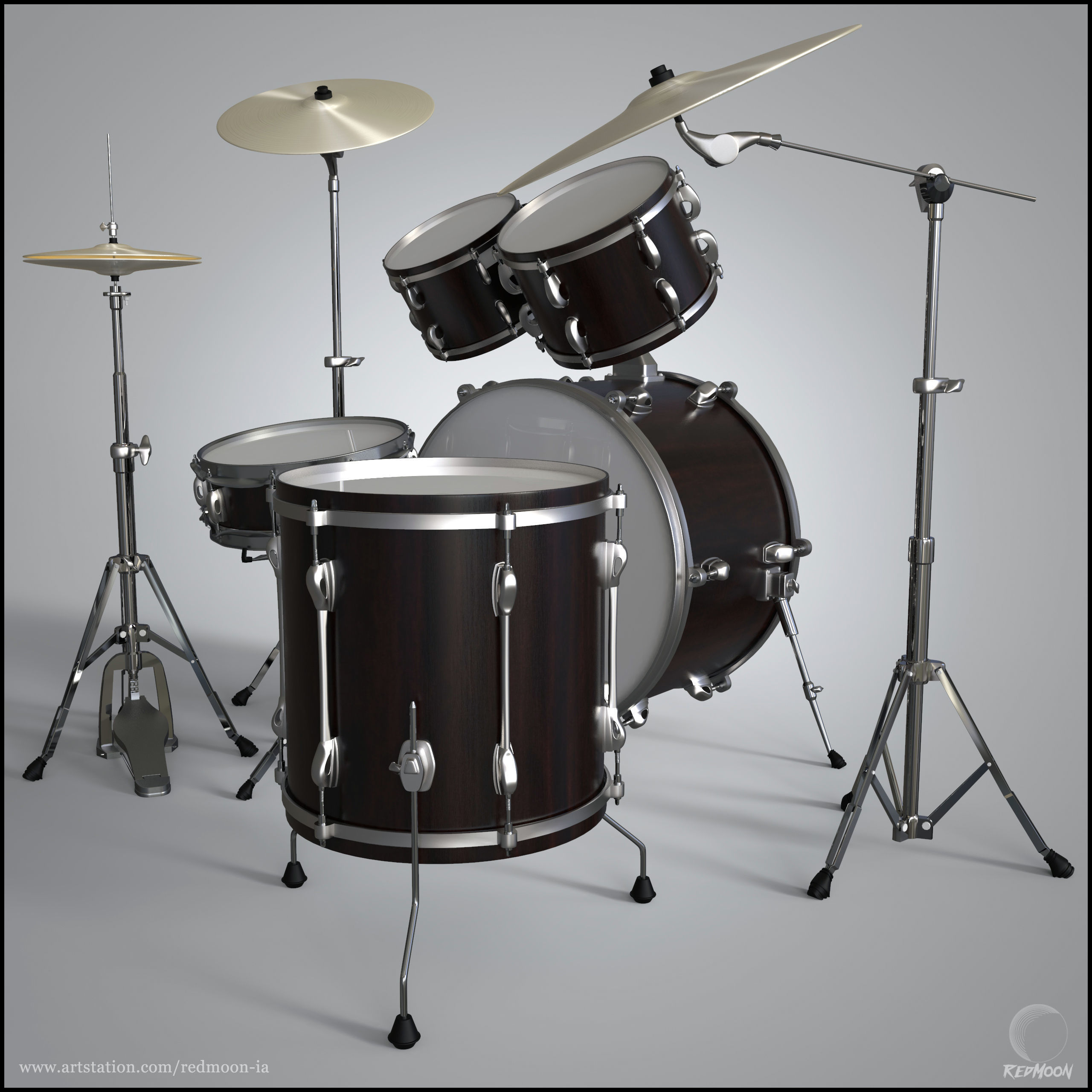 Drums Set guitar pedal 3D model_3