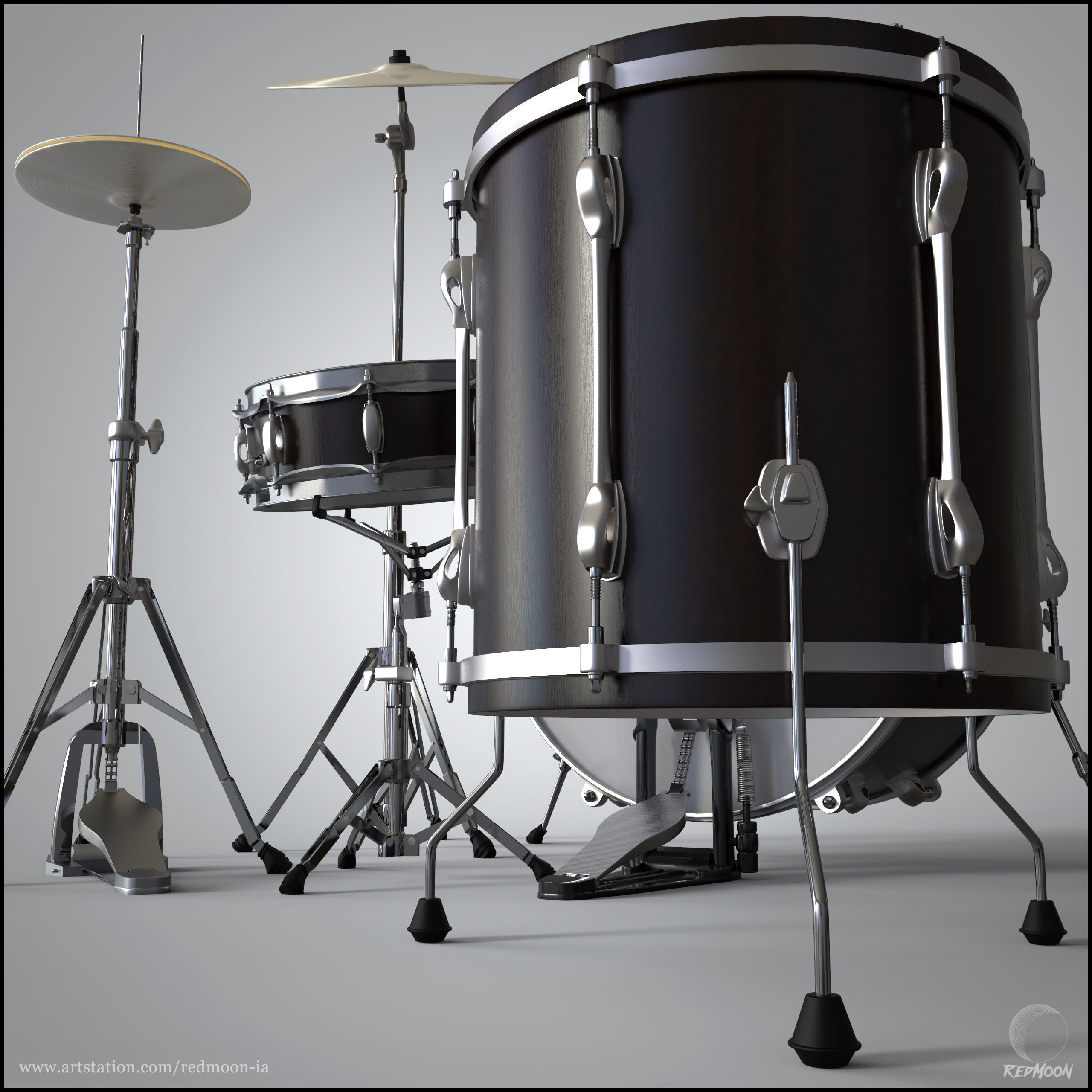 Drums Set guitar pedal 3D model_5