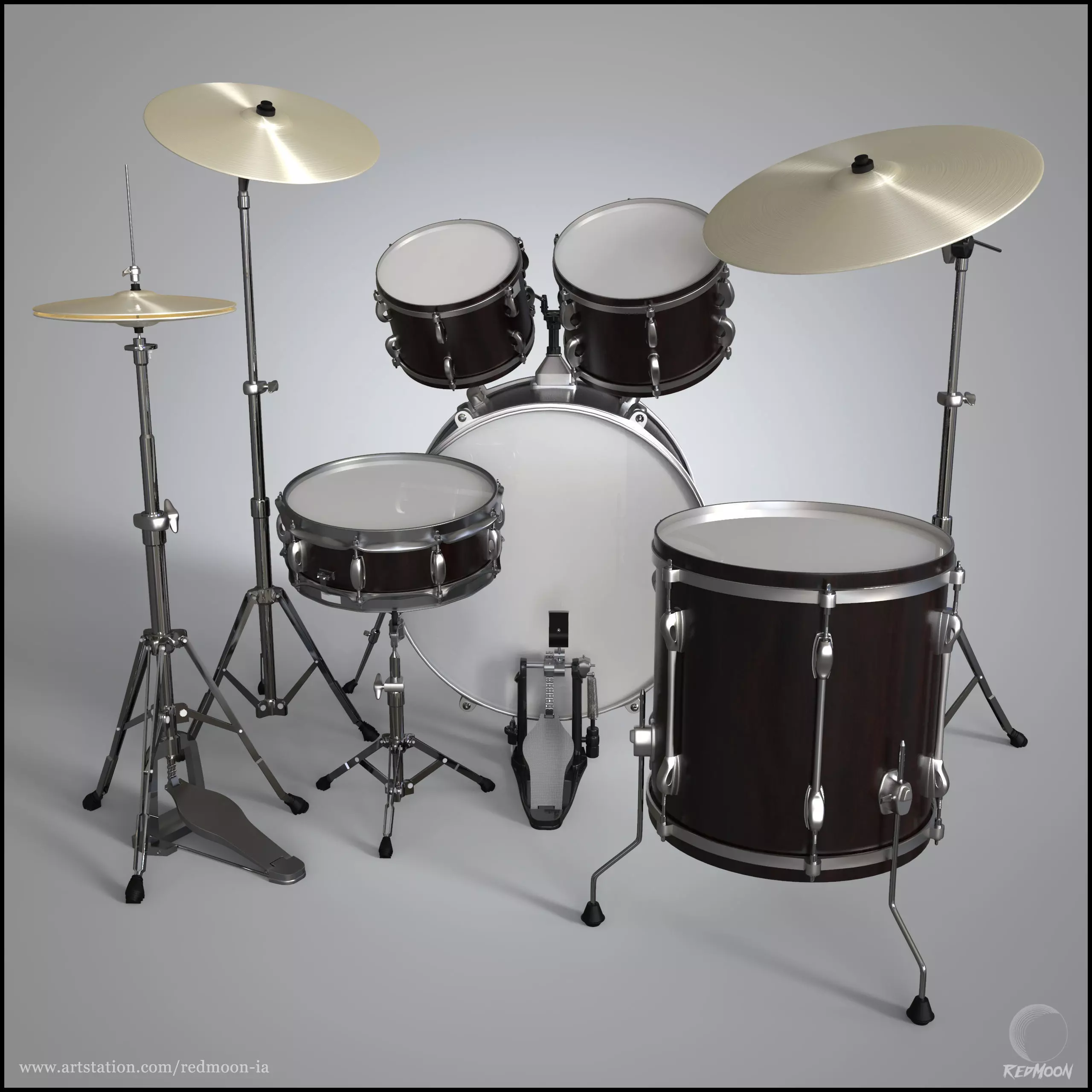 Drums Set guitar pedal 3D model_0