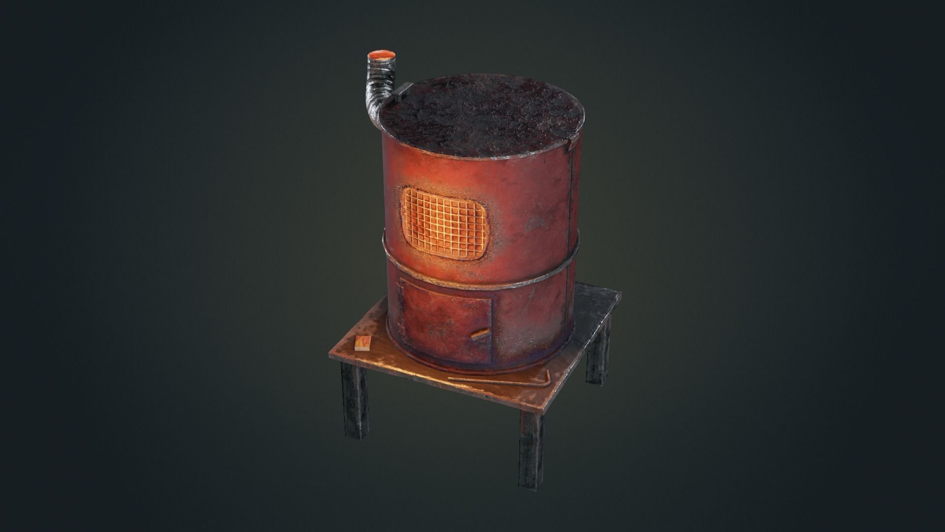 Hand Made Furnace Low-poly 3D model_9