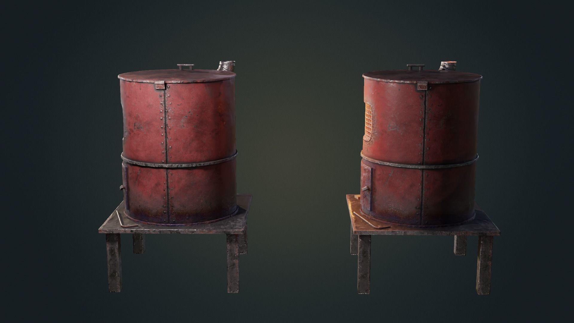 Hand Made Furnace Low-poly 3D model_16