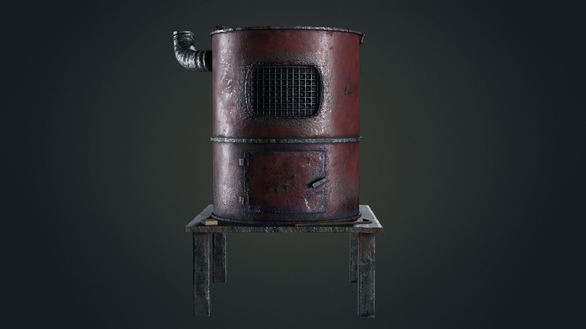 Hand Made Furnace Low-poly 3D model_3
