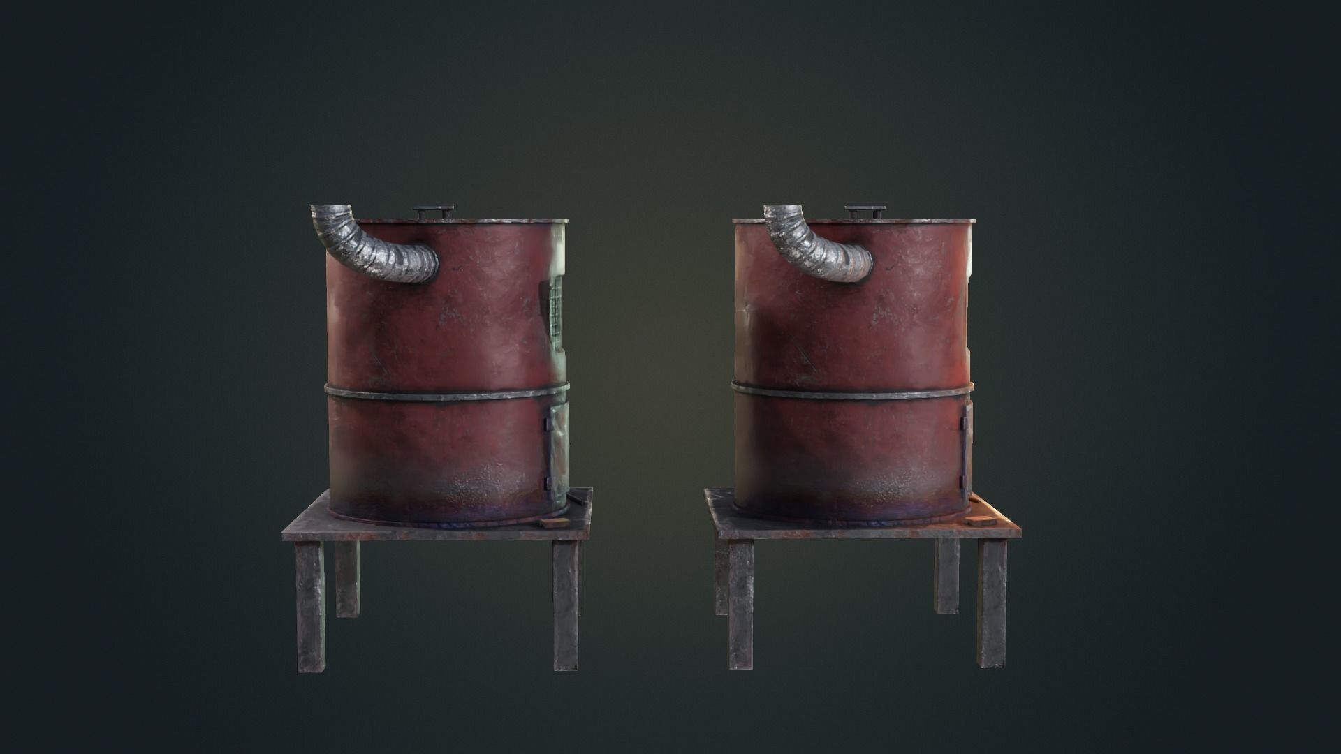 Hand Made Furnace Low-poly 3D model_7