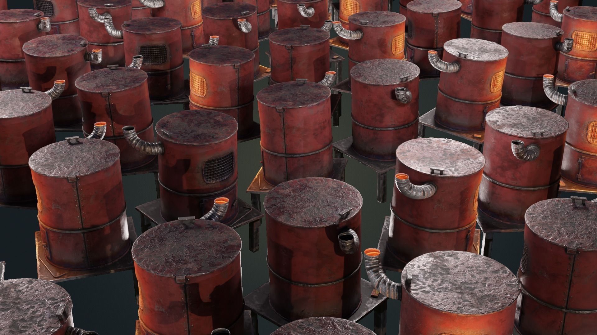 Hand Made Furnace Low-poly 3D model_13