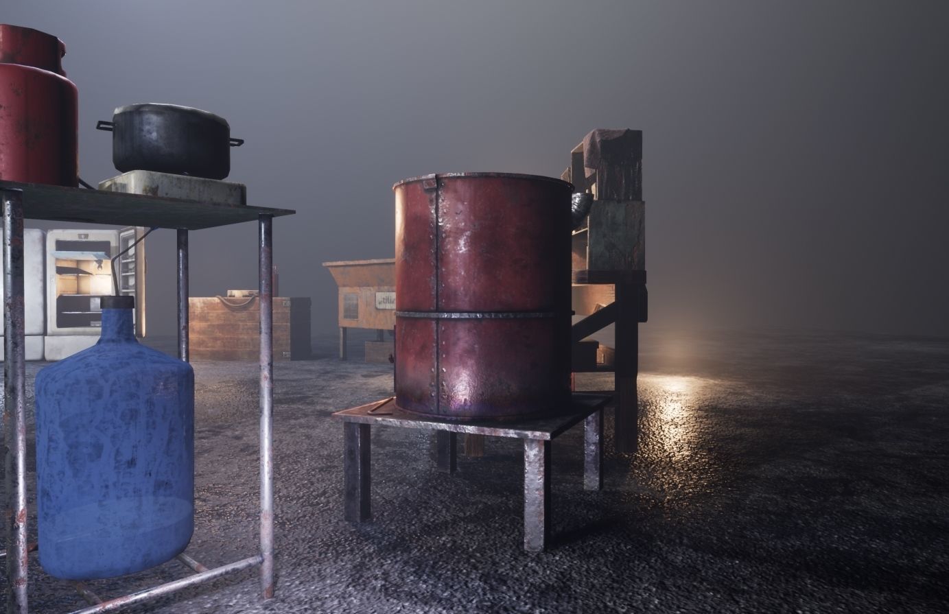 Hand Made Furnace Low-poly 3D model_21