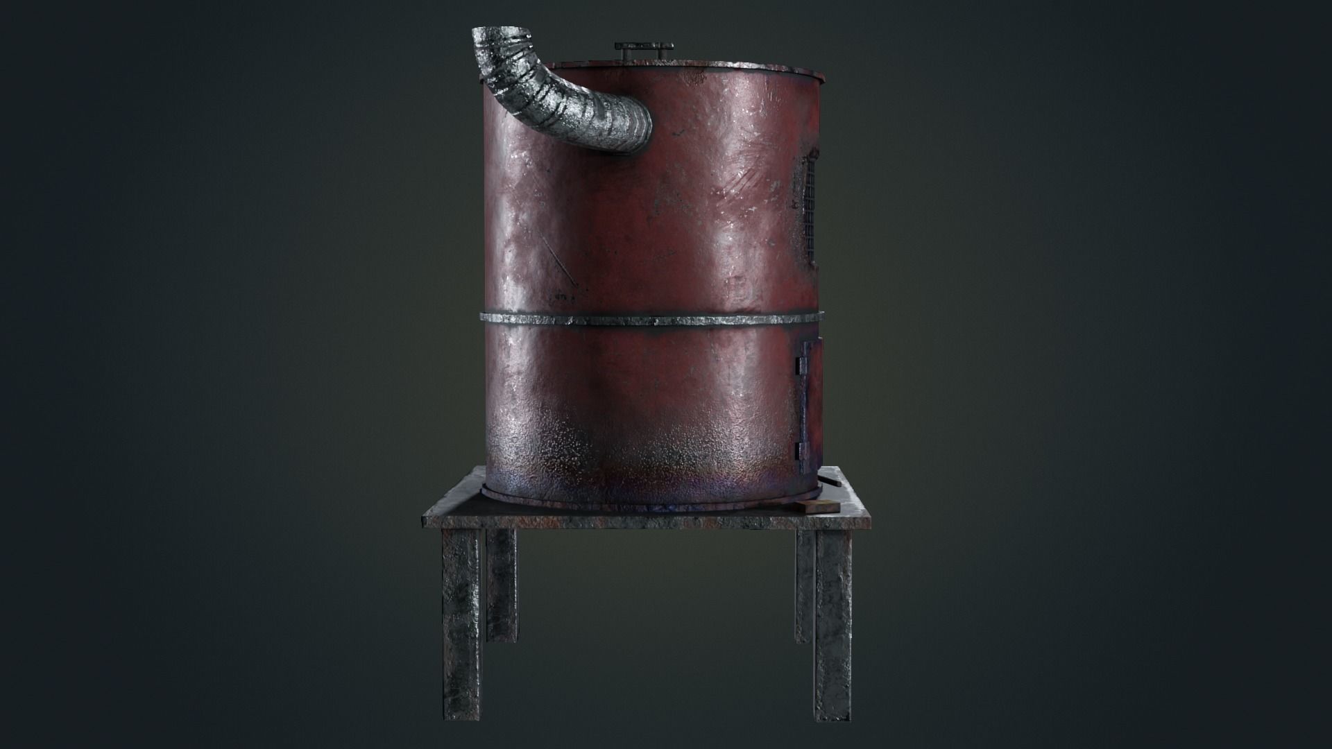 Hand Made Furnace Low-poly 3D model_5