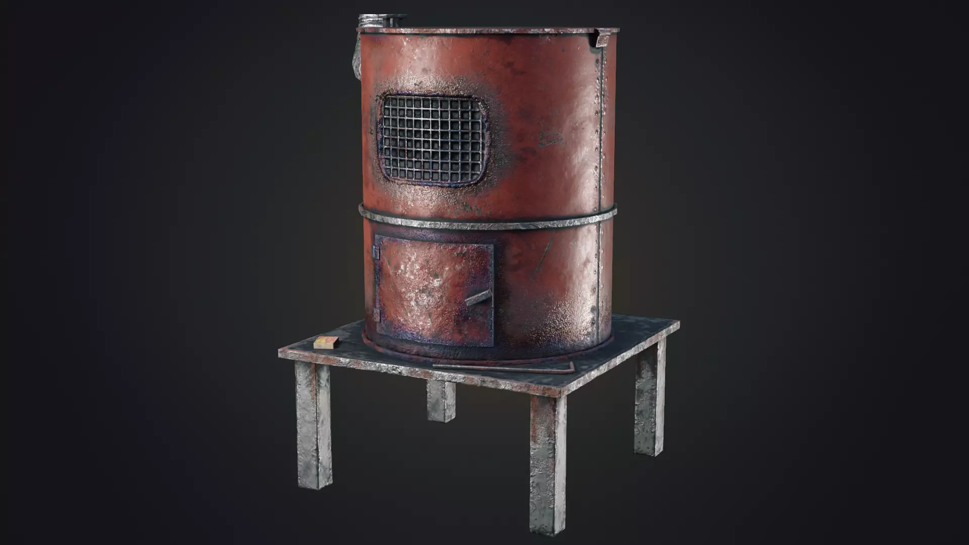 Hand Made Furnace Low-poly 3D model_0