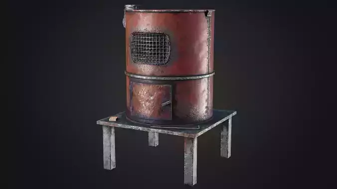 Hand Made Furnace Low-poly 3D model