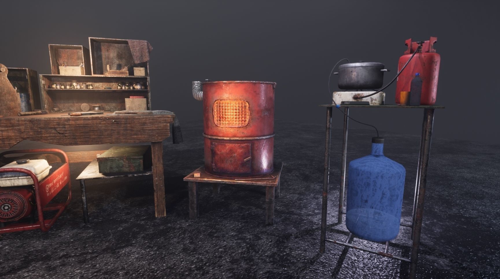 Hand Made Furnace Low-poly 3D model_20