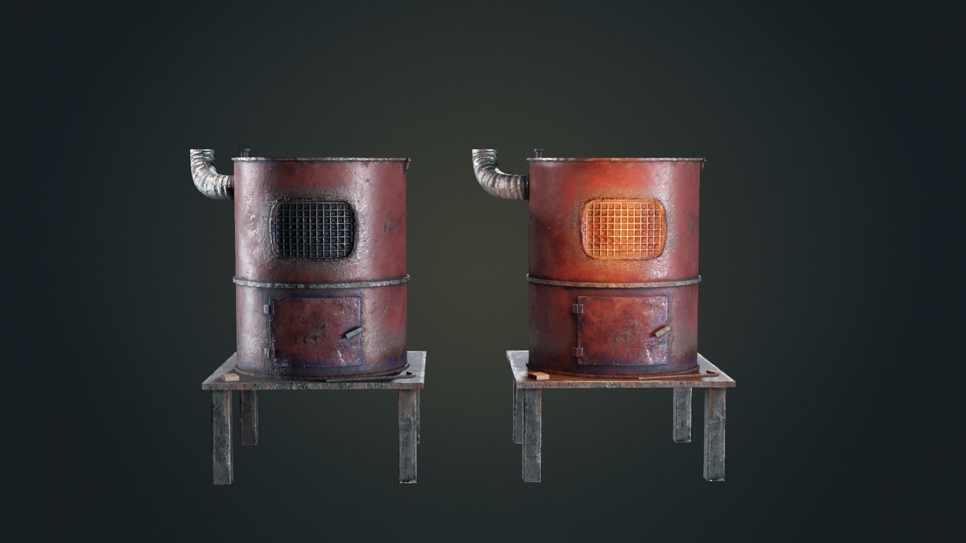 Hand Made Furnace Low-poly 3D model_11