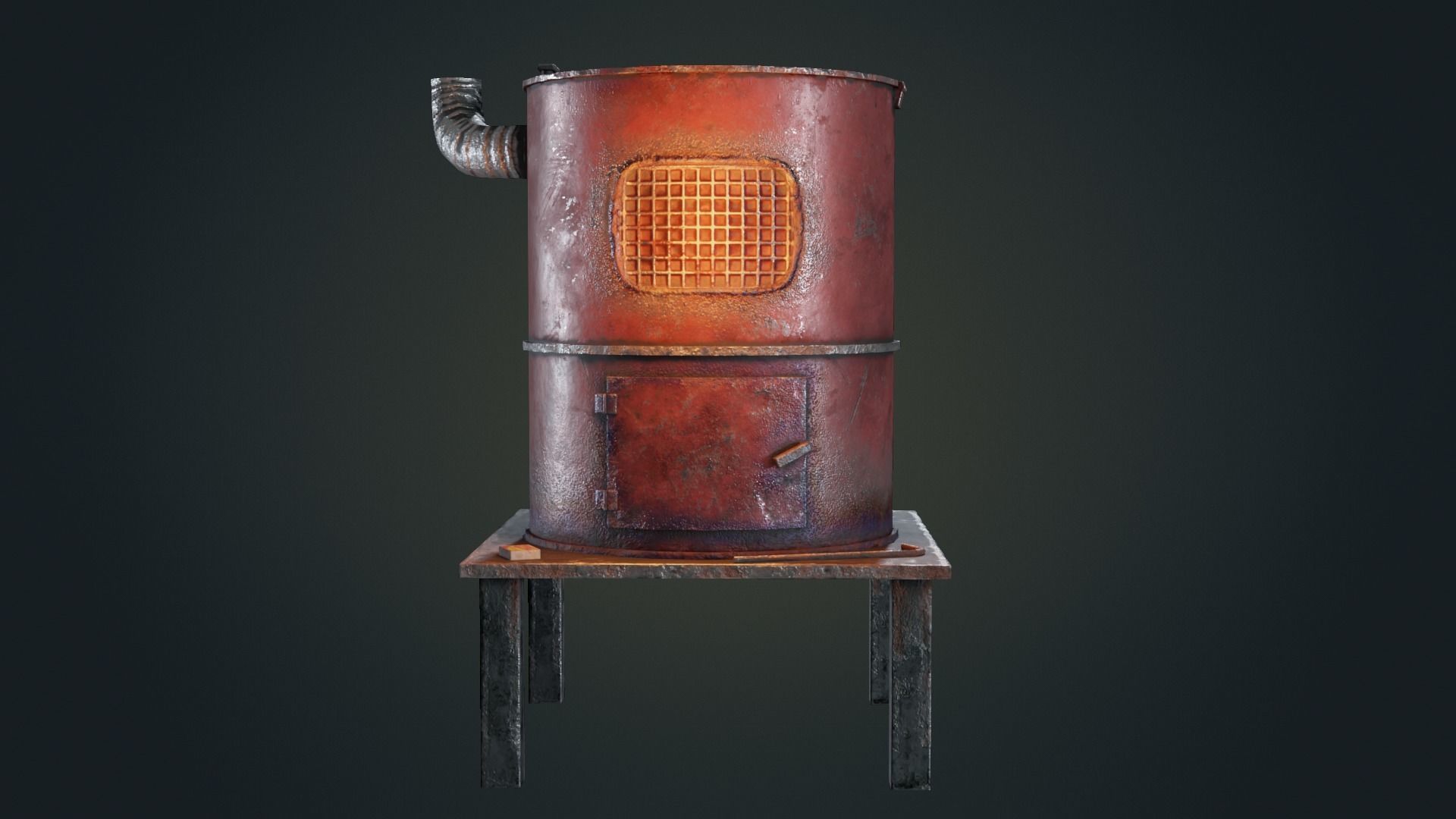 Hand Made Furnace Low-poly 3D model_8