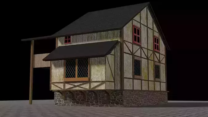 Simple Medieval House Free low-poly 3D model