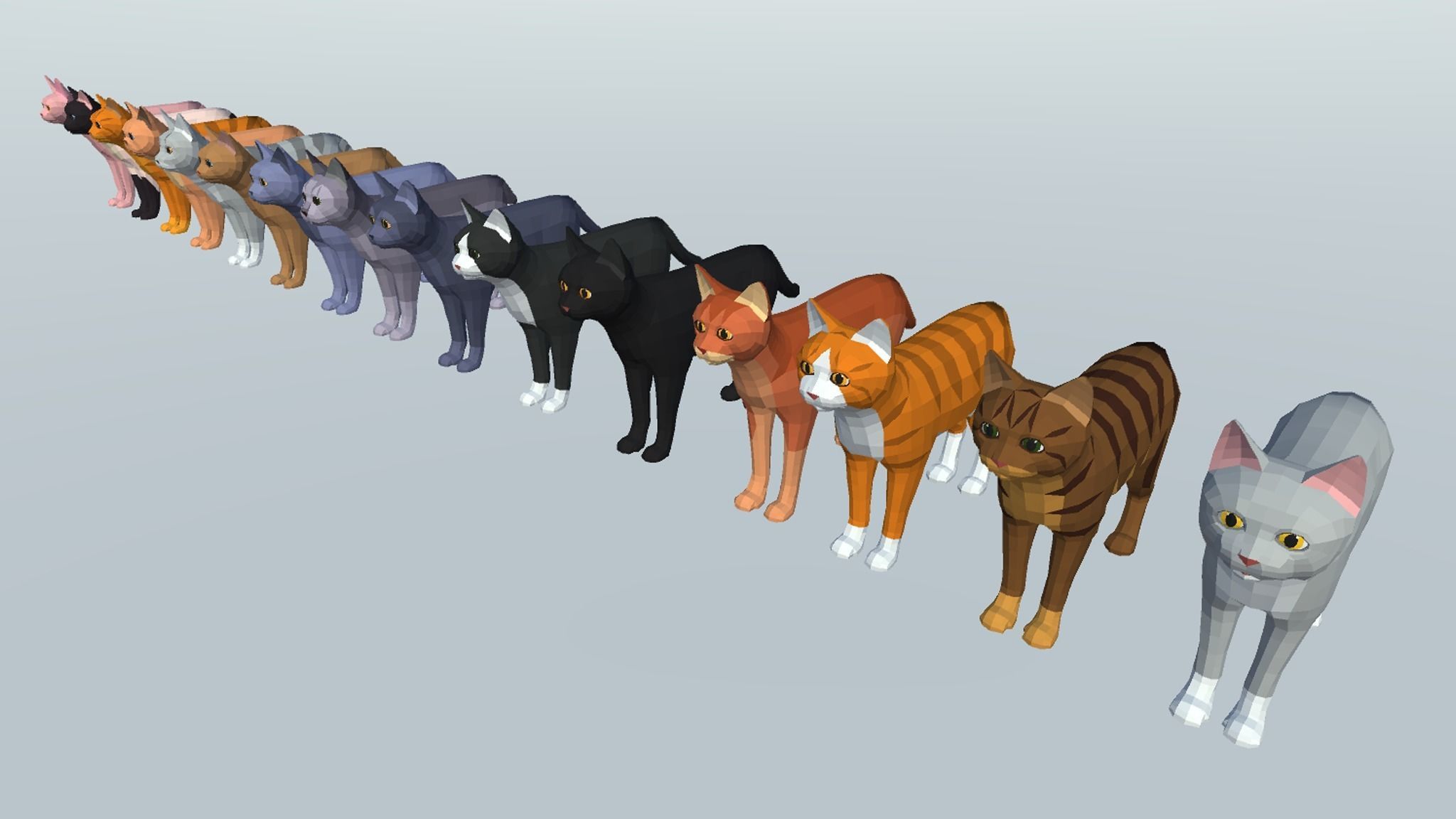 LowPoly Cats pack Low-poly 3D model_18
