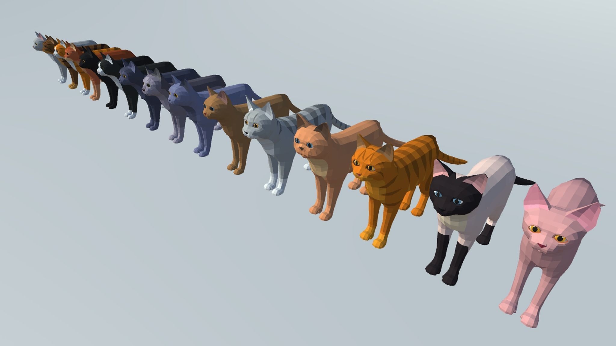 LowPoly Cats pack Low-poly 3D model_17