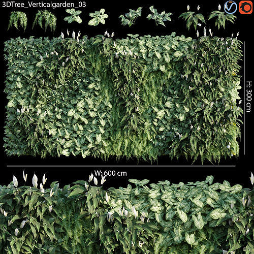 Verticalgarden - Green wall 03 3D model