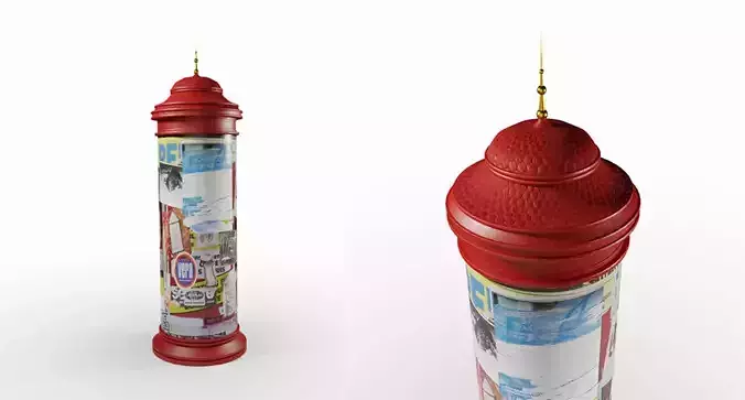 Classic Advertising Column Low-poly 3D model