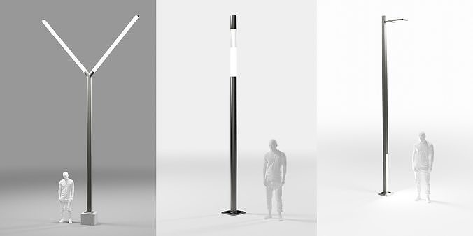 Modern street light collection  Low-poly 3D model