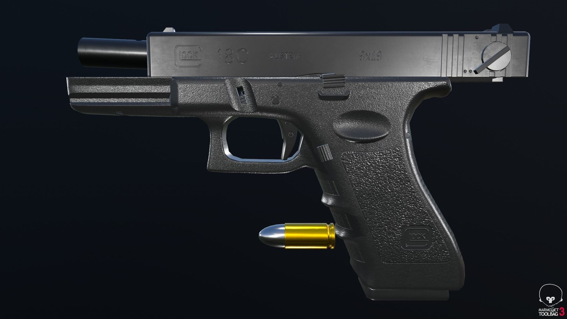 Glock 18C Low-poly 3D model_4
