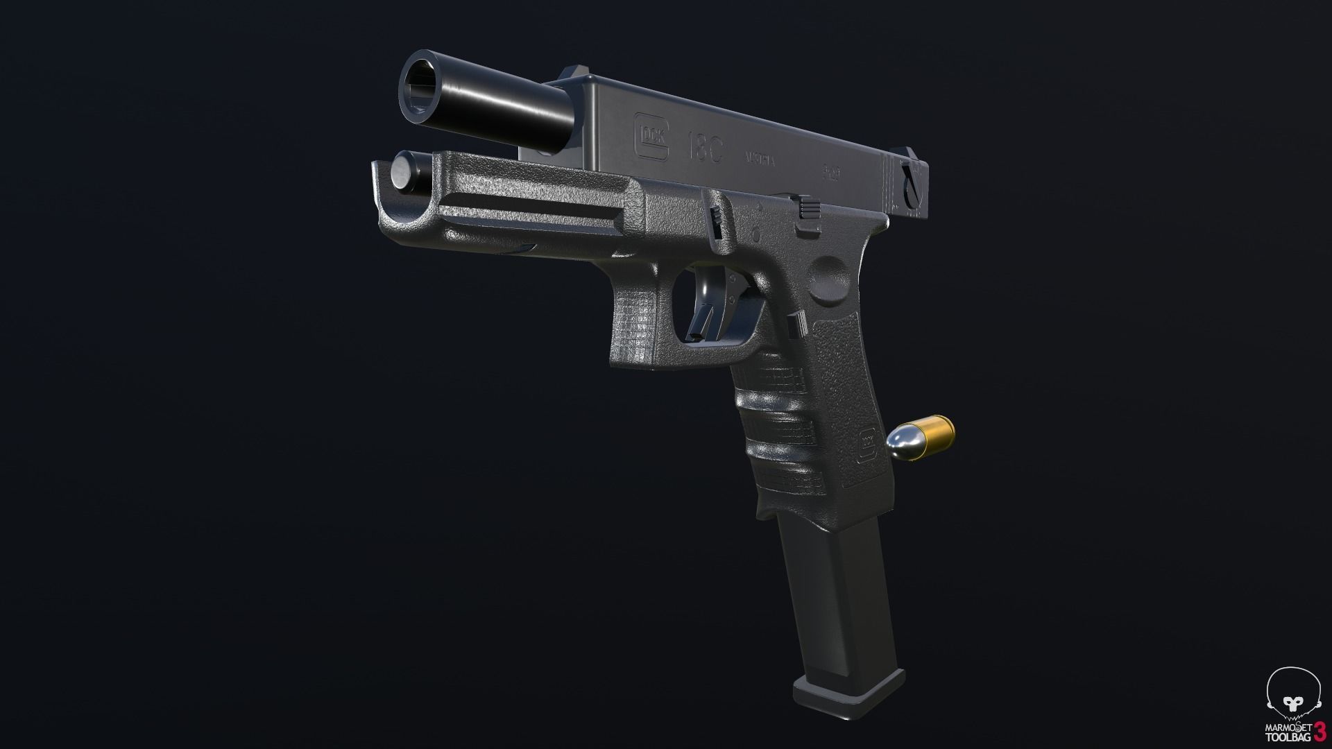 Glock 18C Low-poly 3D model_48