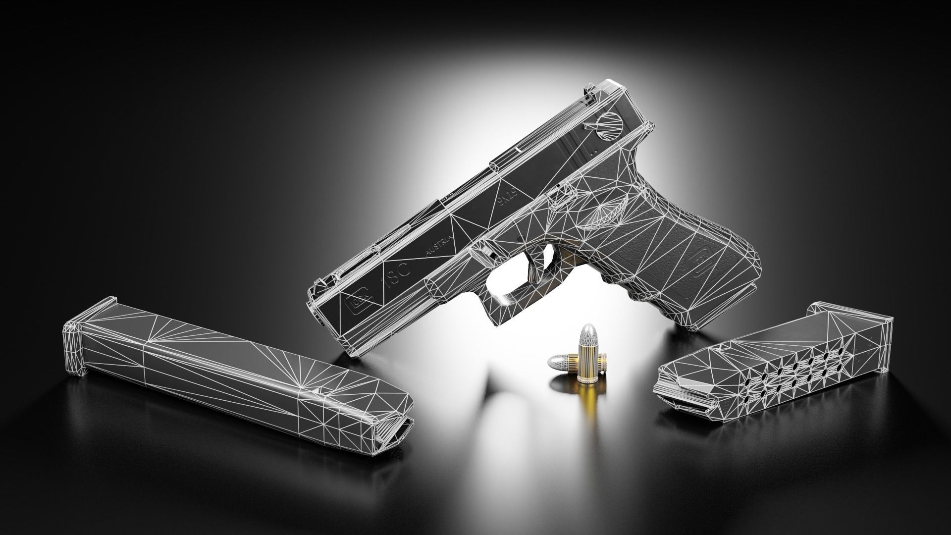 Glock 18C Low-poly 3D model_1