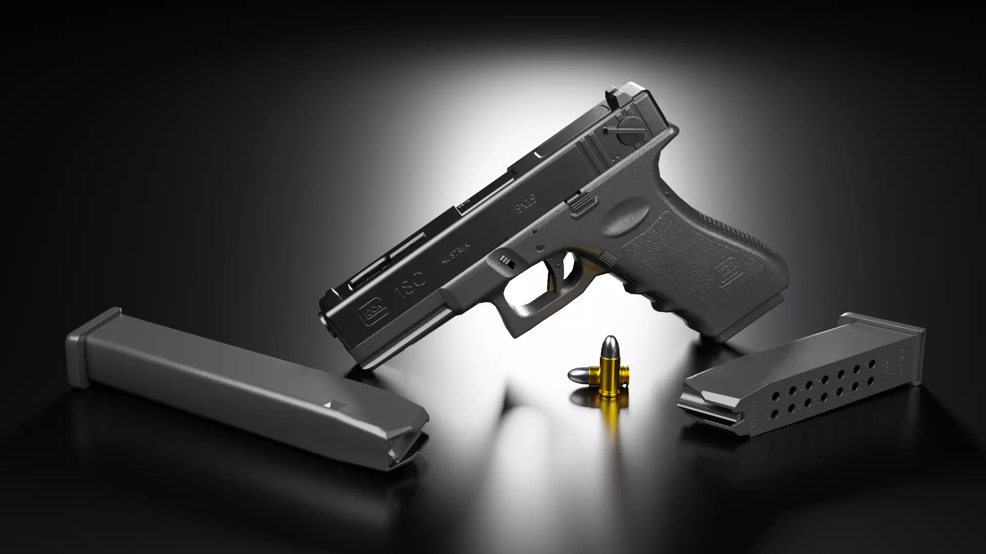 Glock 18C Low-poly 3D model_0