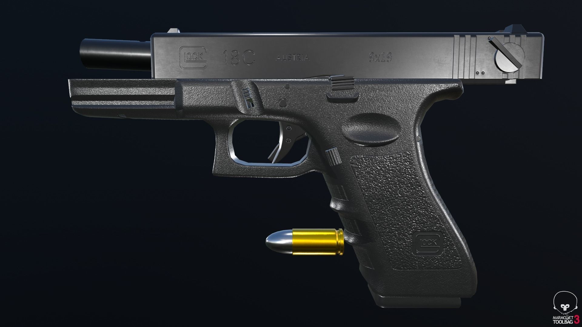 Glock 18C Low-poly 3D model_3