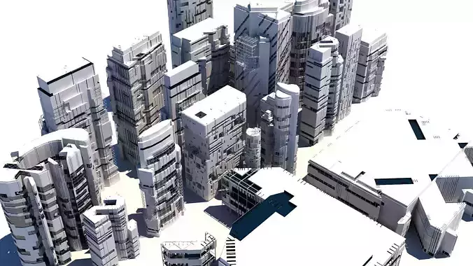 Futuristic Sci-Fi Skyscrapers 002 3D model