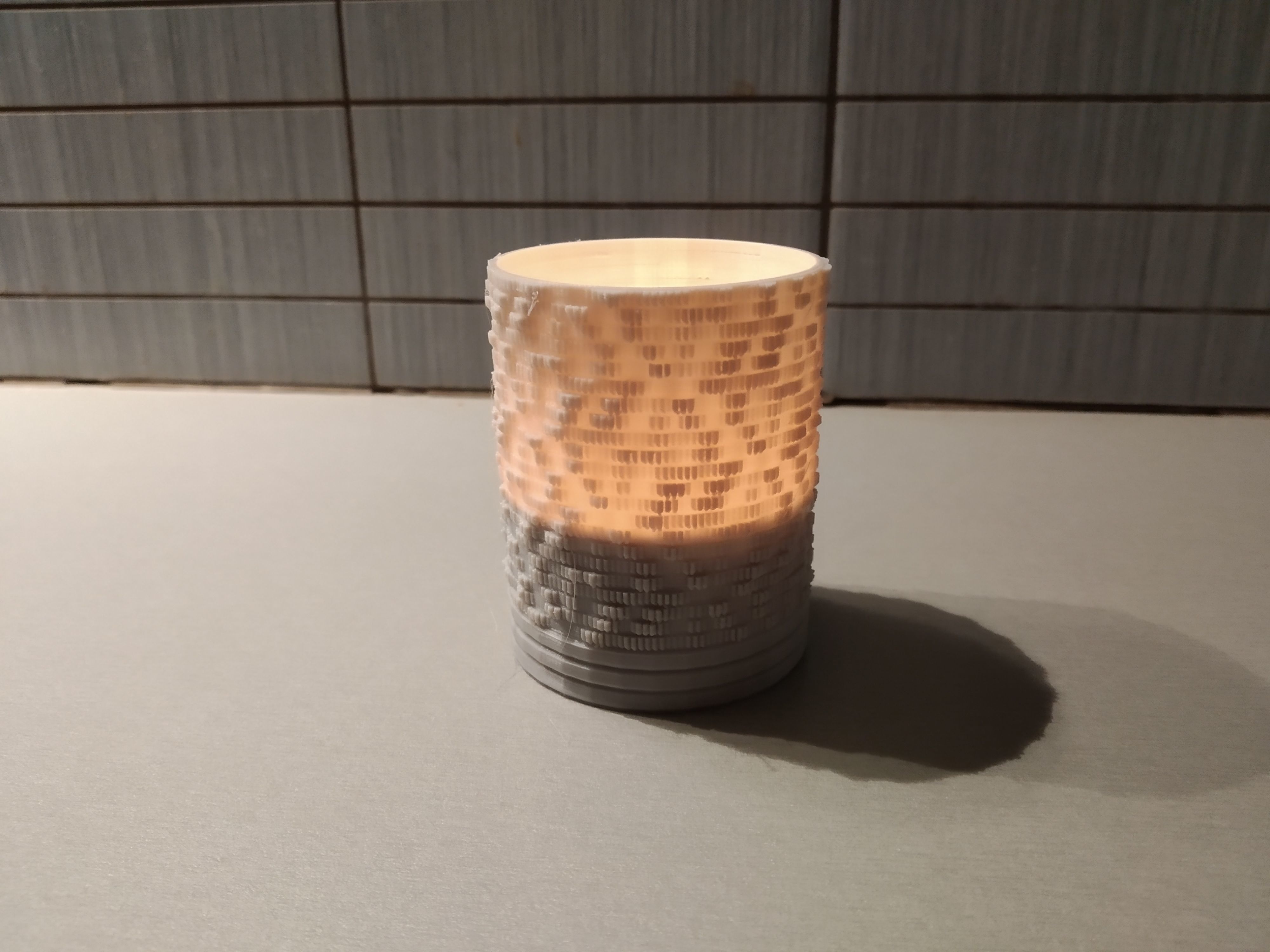 Tealight holder pixel-like texture 3D print model_1