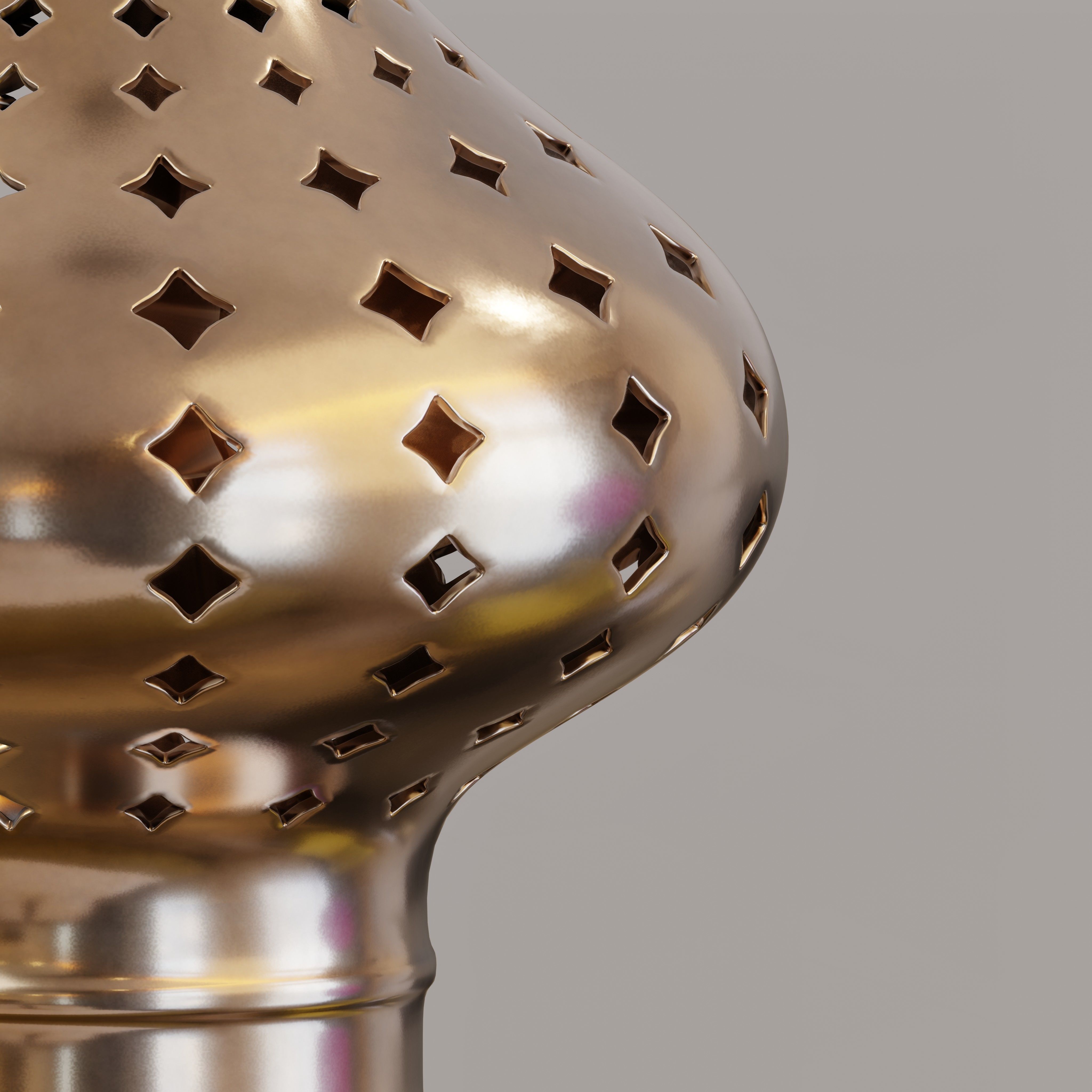 Arabian hanging bronze lantern 3D model_2