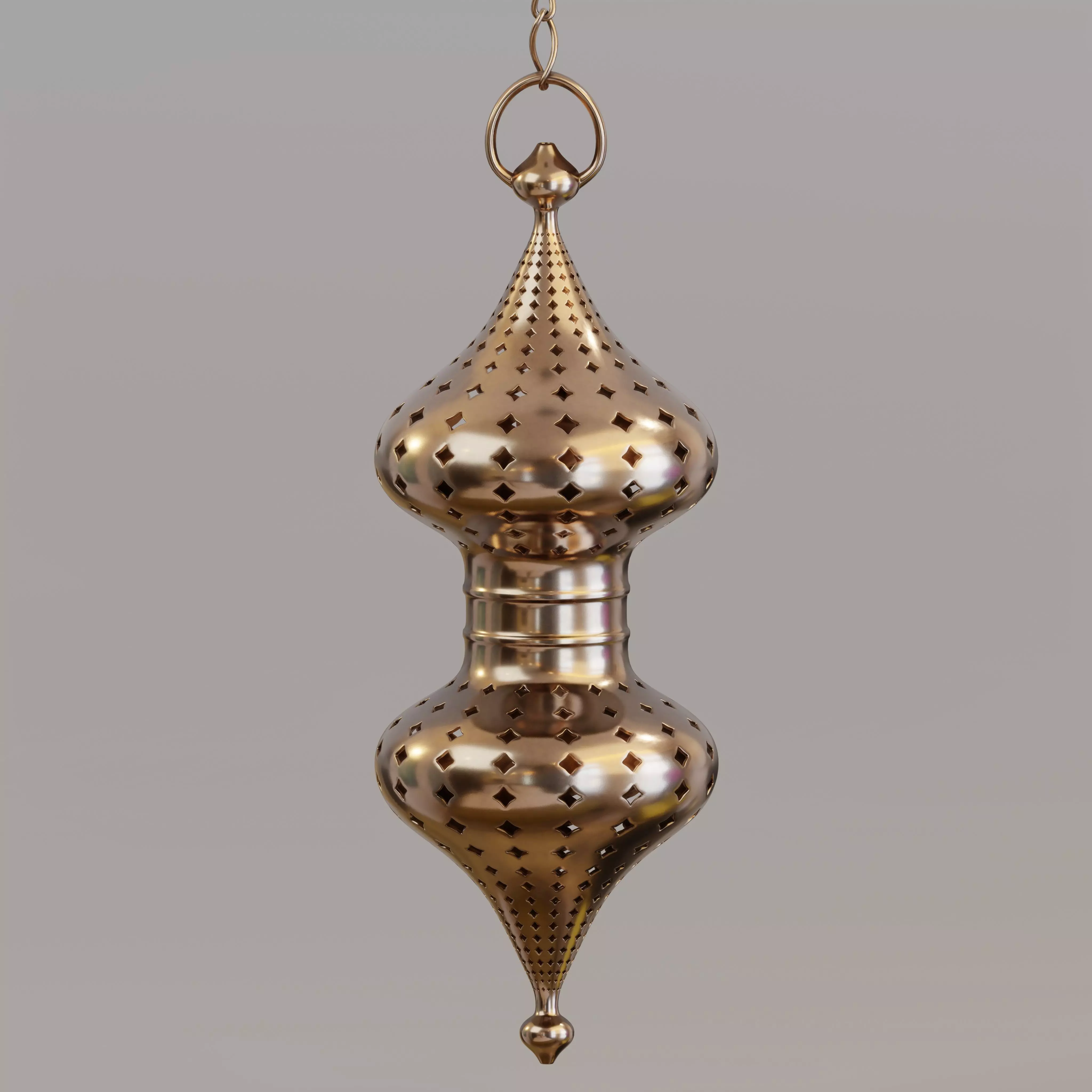 Arabian hanging bronze lantern 3D model_0