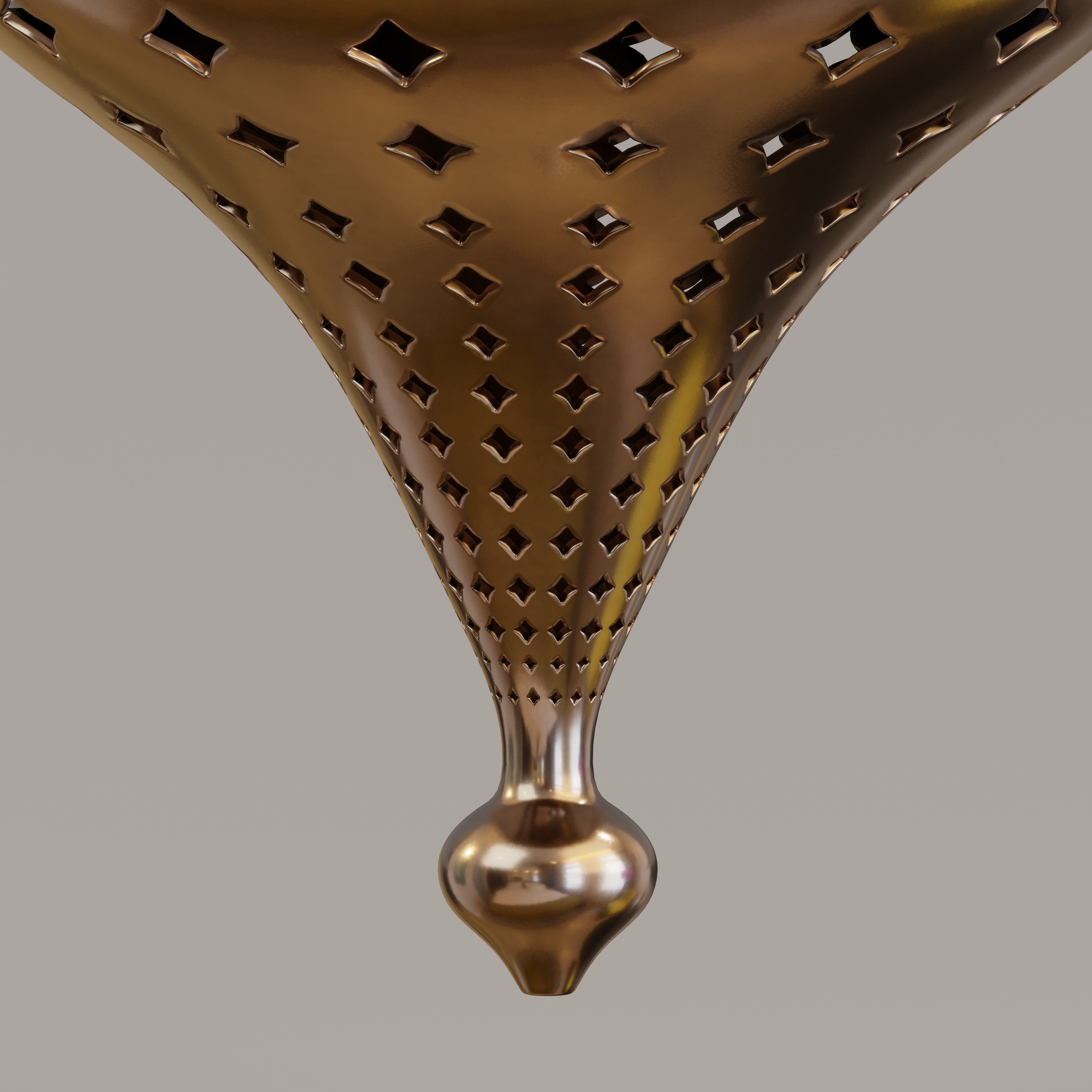 Arabian hanging bronze lantern 3D model_3