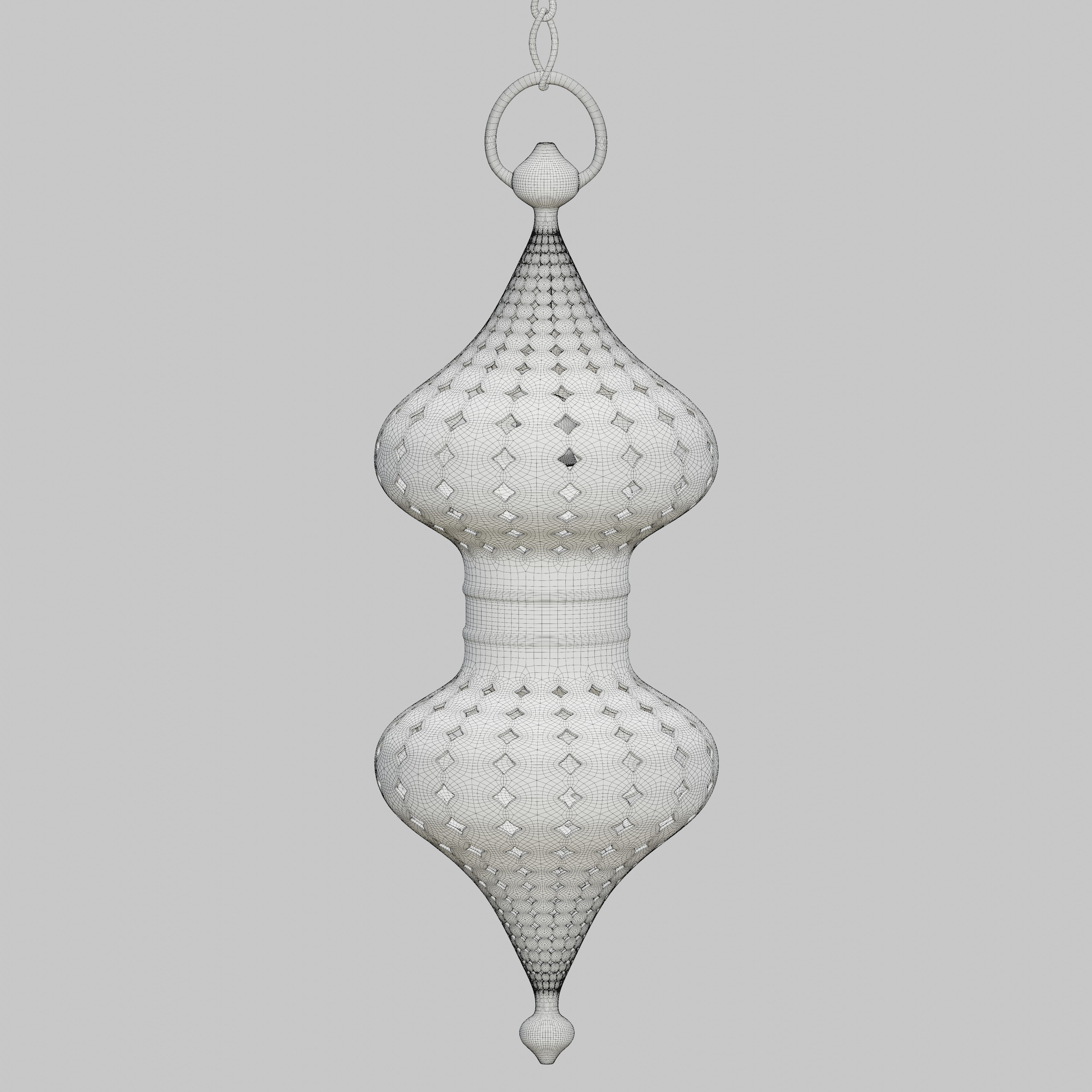 Arabian hanging bronze lantern 3D model_4