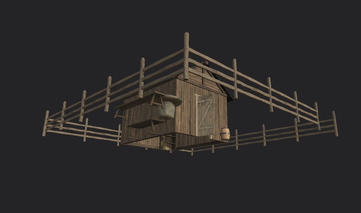 Old Barn Low-poly 3D model_10