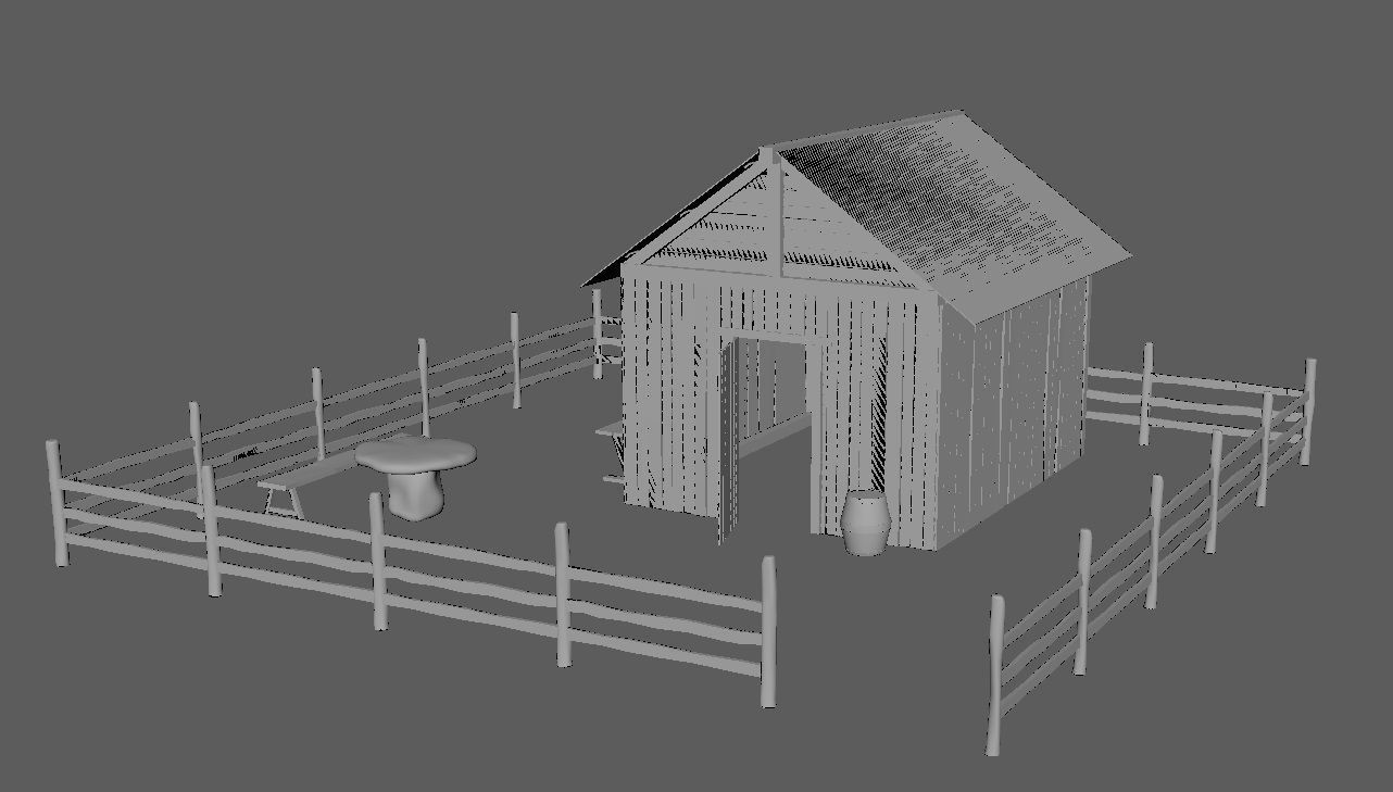 Old Barn Low-poly 3D model_11
