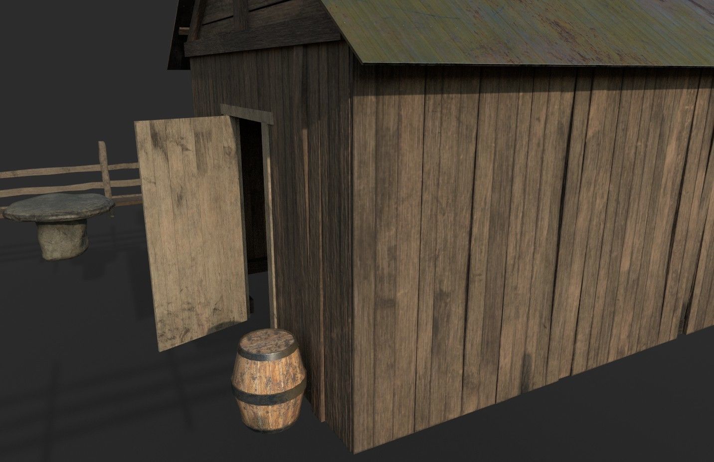 Old Barn Low-poly 3D model_6
