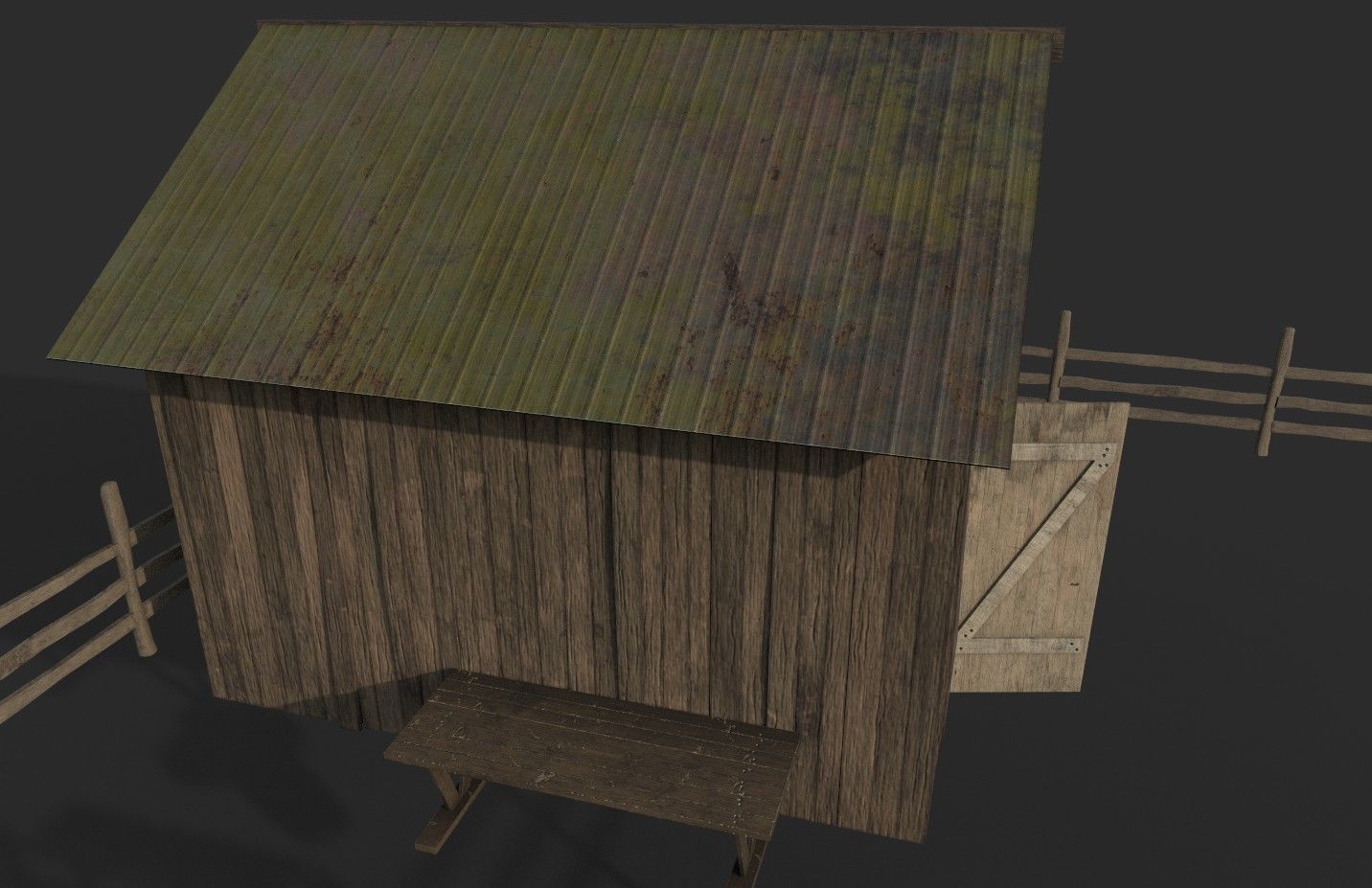 Old Barn Low-poly 3D model_5