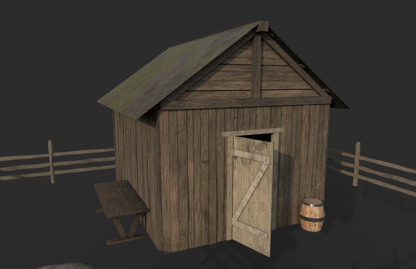 Old Barn Low-poly 3D model_4