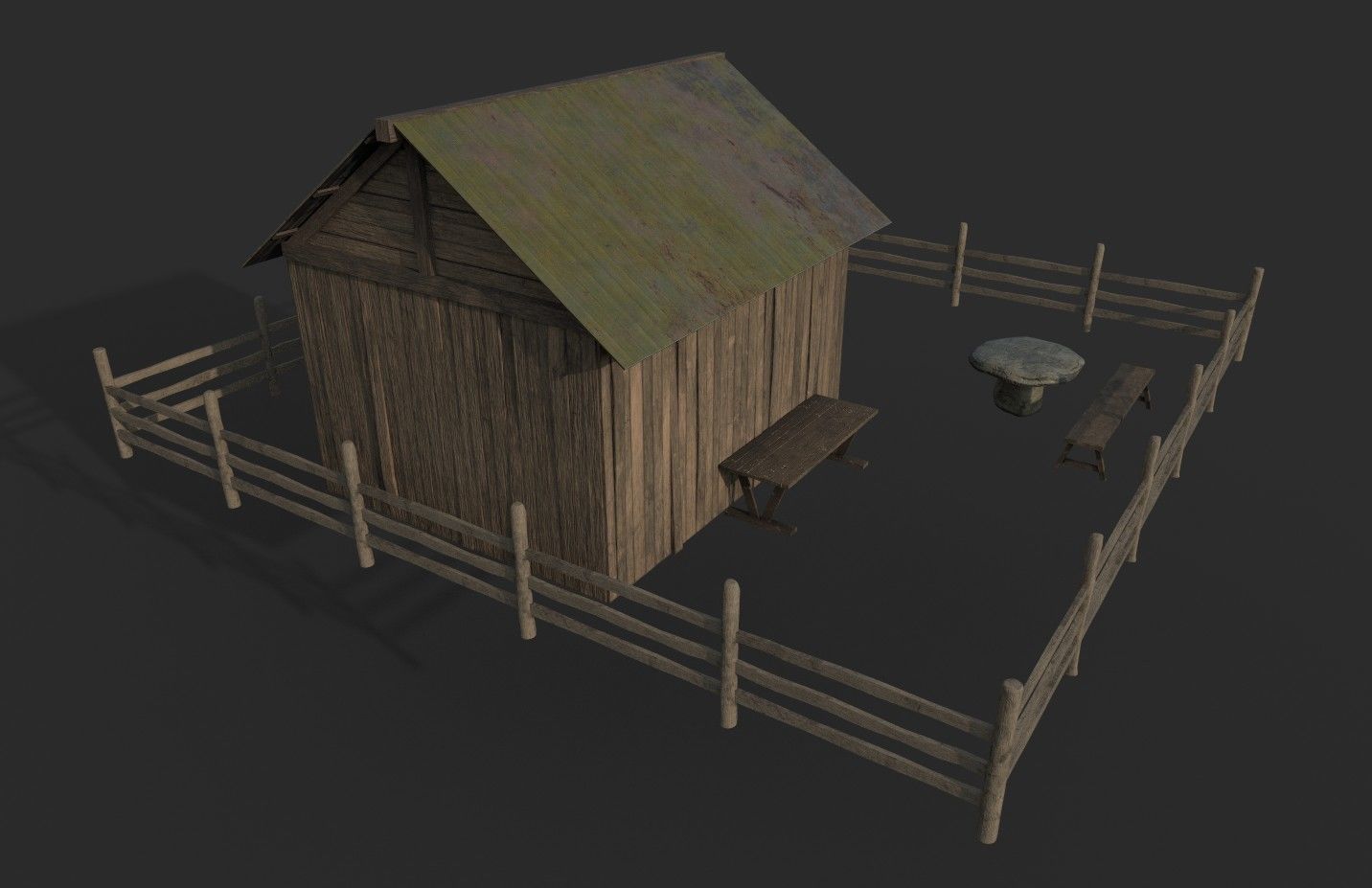 Old Barn Low-poly 3D model_3