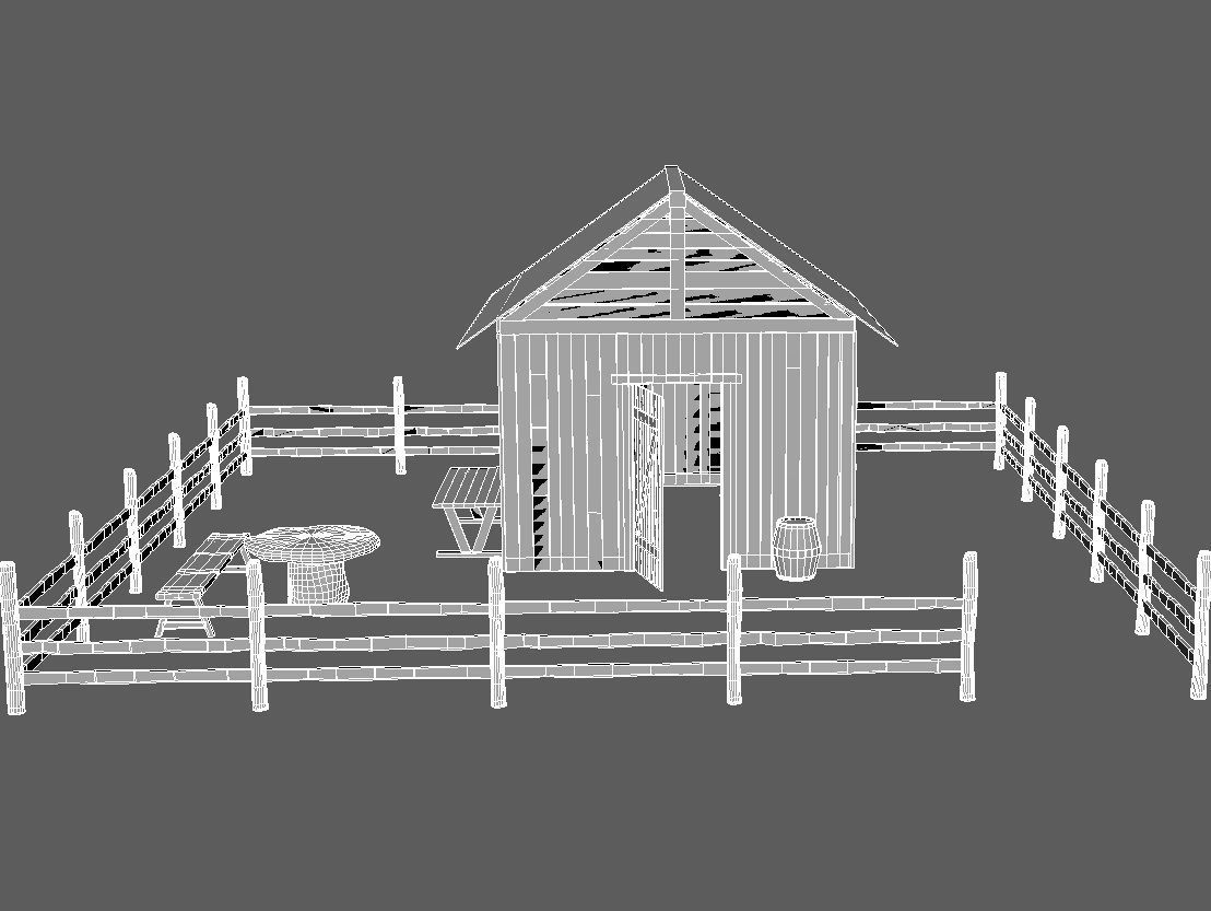 Old Barn Low-poly 3D model_12